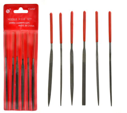 6-Pc. 5-1/2" (7mm x 140mm) Dipped Handle Fine Cut Needle File Set