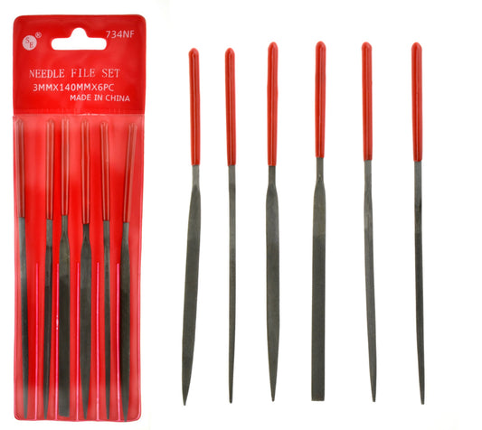 6-Pc. 5-1/2" (7mm x 140mm) Dipped Handle Fine Cut Needle File Set