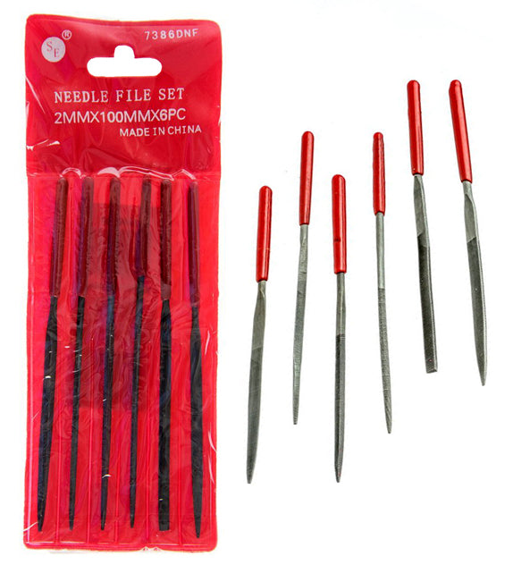 Sona 6 Piece.4" (2mm X 100mm ) Fine Cut Dipped Handle Needle File Set
