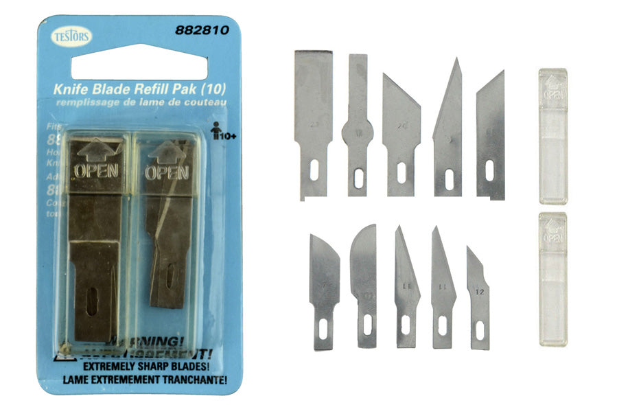 Testors 10-Pc. Assorted Hobby Knife Replacement Blades Set