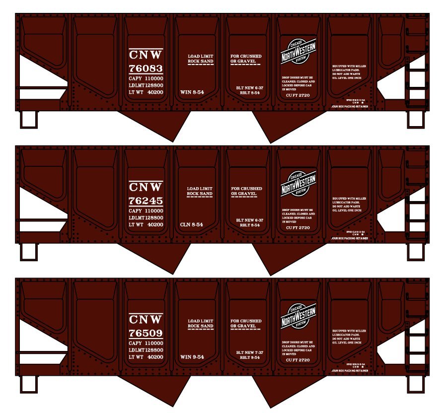 Accurail - HO C&NW Panel Side Twin Hopper 3 Car Set
