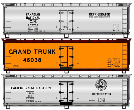 Accurail - HO 40'Wood Reefer CN/GT/PGE 3pk Ltd Run
