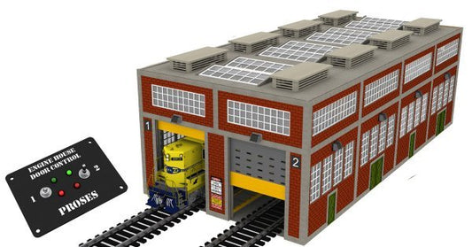 Bachmann - O 2 Stall Engine House w/Motorized Doors