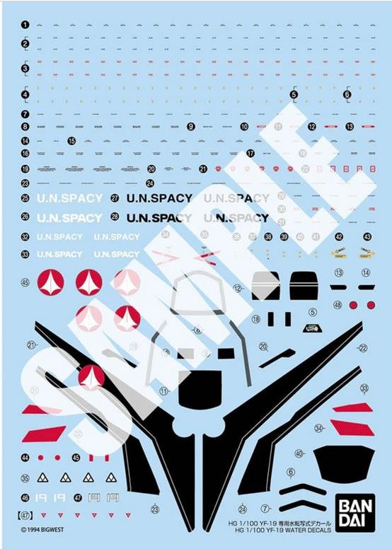 Bandai - HG YF-19 Water Decal HG 1:100
