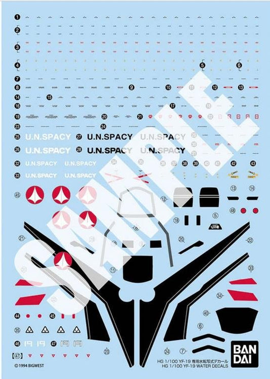Bandai - HG YF-19 Water Decal HG 1:100