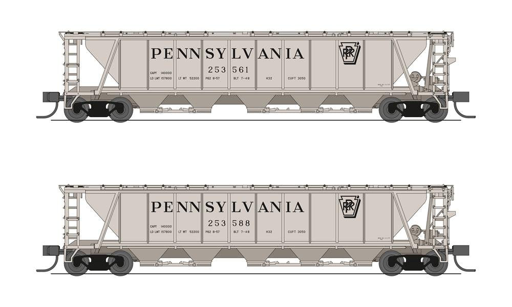Broadway Ltd - N H32 Cvd Hopper PRR 2pk B Gray