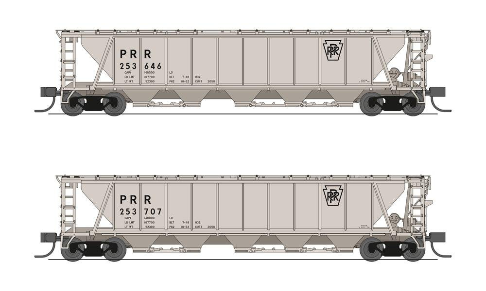 Broadway Ltd - N H32 Cvd Hopper PRR 2pk Gray