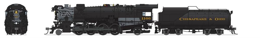 Broadway Ltd - Ho C&O K-2 Mikado Para-4 1166 W/sd+s
