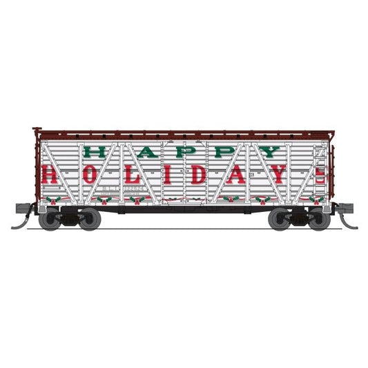 Broadway Ltd - N 40' Wood Stock Car Happy Holidays