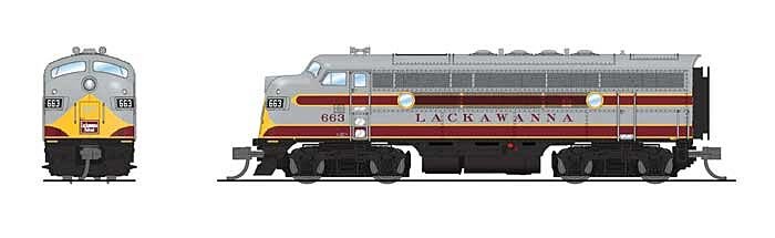 Broadway Ltd - N F3A DLW #663 Snd/DC/DCC