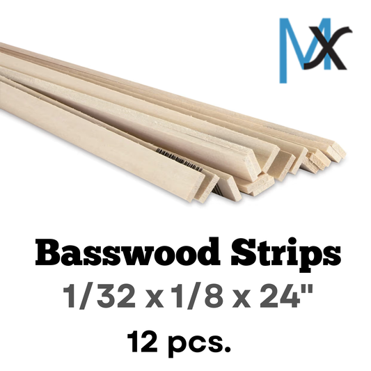 Model Expo - 1/32 x 1/8 x 24" Basswood Strips 12 pcs