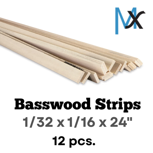 Model Expo - 1/32 x 1/16 x 24" Basswood Strips 12 pcs