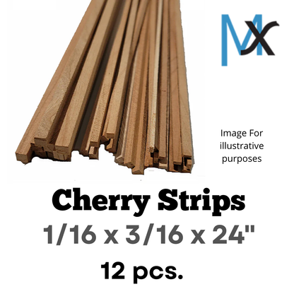 Model Expo - 1/16 x 3/16 x 24" Cherry Strips 12 pcs