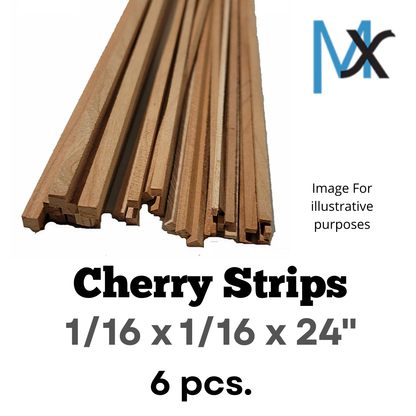 1/16 x 1/16 x 24" Cherry Strips 6 pcs