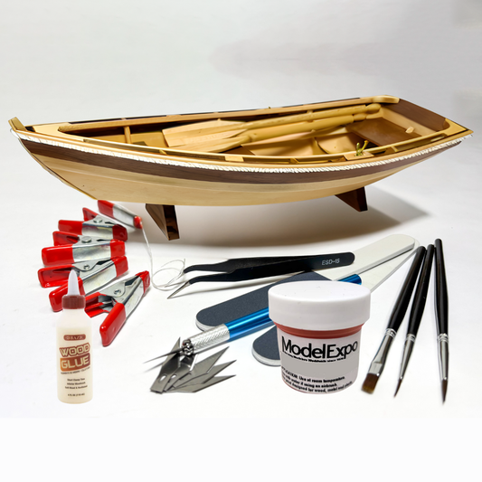Midwest - Dinghy 1:12 + Complete set of Tools, Paint and Glue