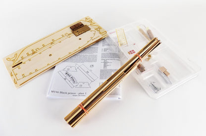 Dusek-Mamoli - Mamoli MV46 - Black Prince - 1:57 Wood Plank-On-Frame Model Ship Kit - 21'' Long
