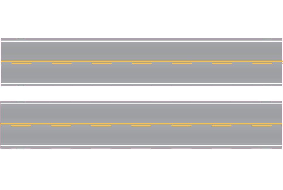 Easy Streets - HO Aged Asphalt 10' Single Passing