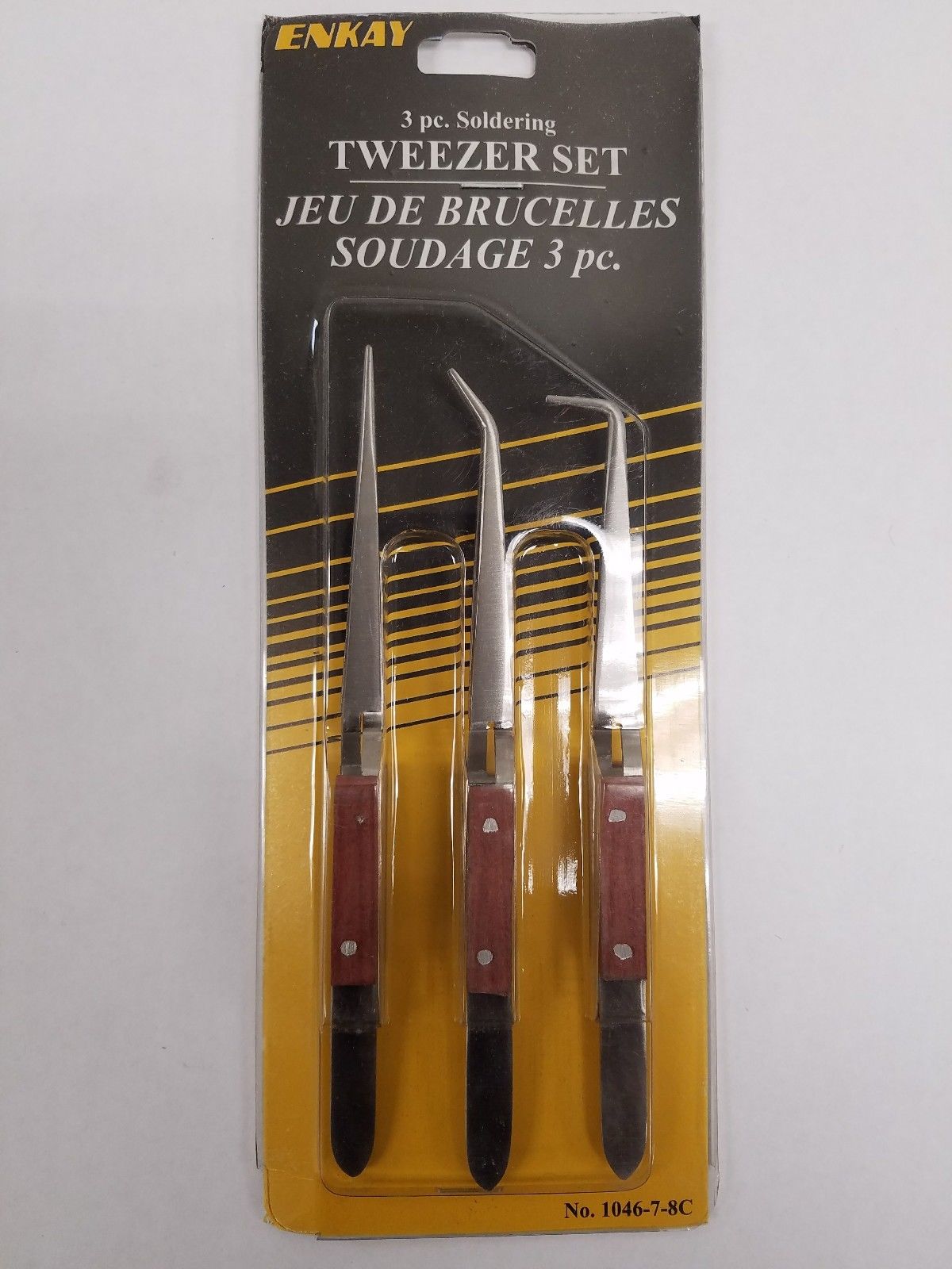 Enkay - 3 Piece Wood Handled Soldering Tweezer Set.