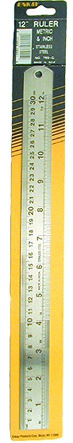 Enkay - 12" X 1-1/8" Stainless Ruler -Inches and Millimeters