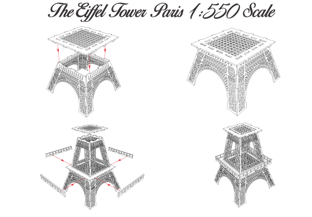 Nauticurso Eiffel Tower Wood Kit 1:550 (23" Tall)