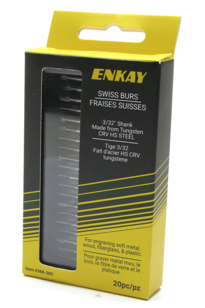 Enkay 368-20C, 20 Piece Assorted Shape Swiss Burs