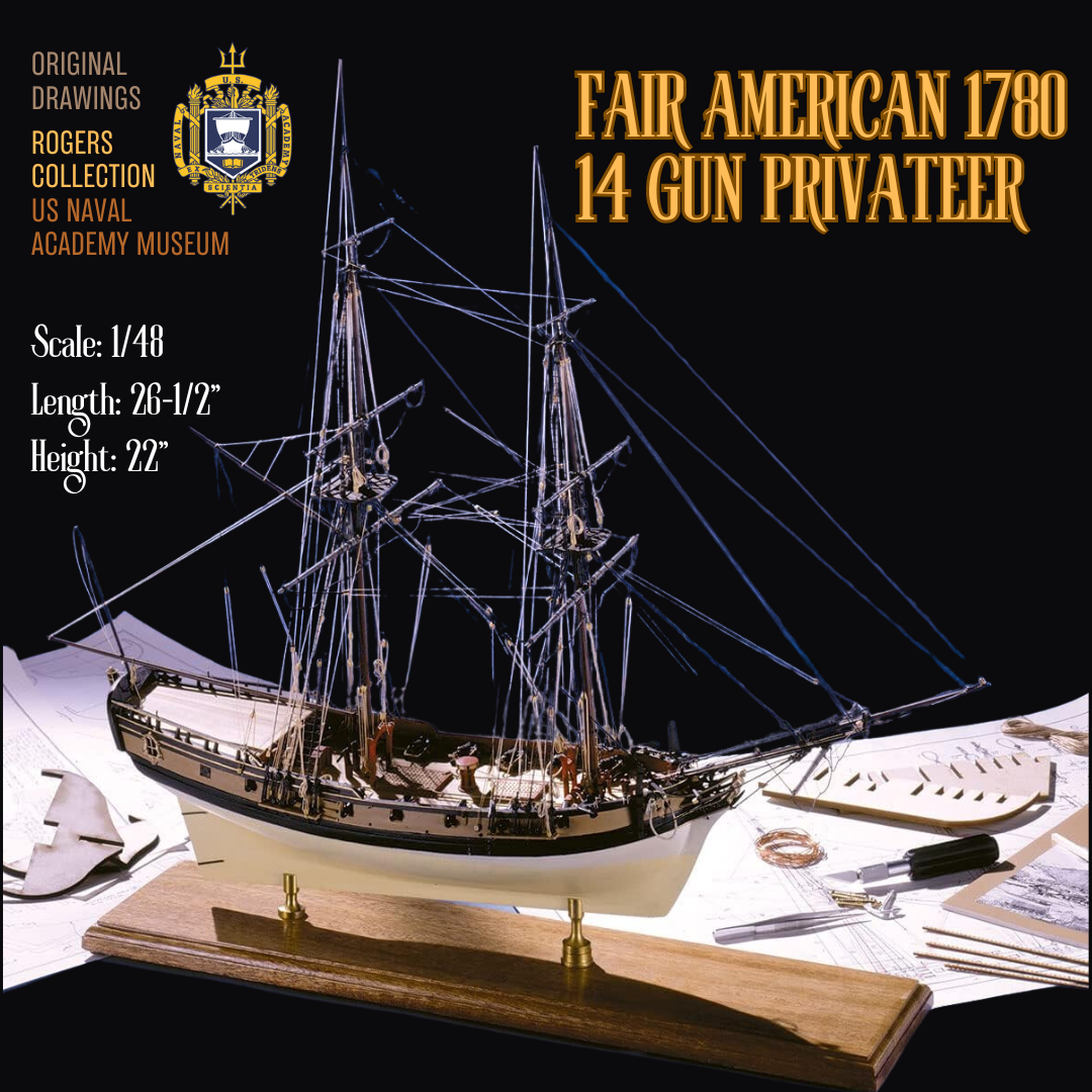 Model Shipways FAIR AMERICAN 14 GUN Privateer 1:48 SCALE