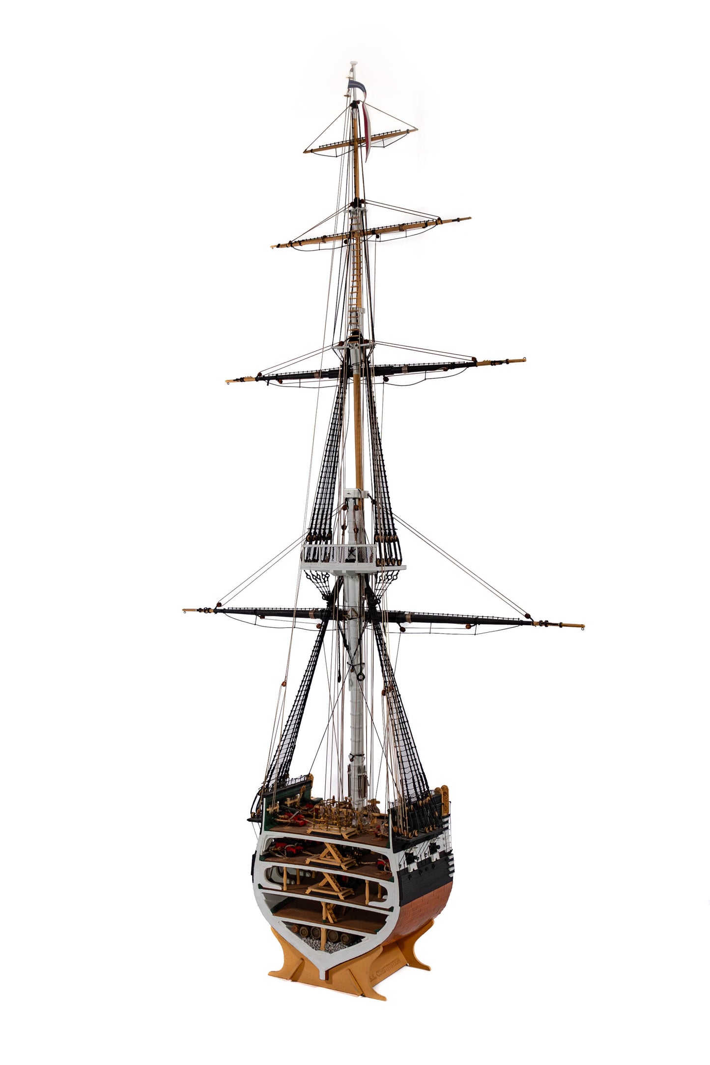 Model Shipways USS Constitution Cross-Section 1797 Wood Model - 1:76 Scale