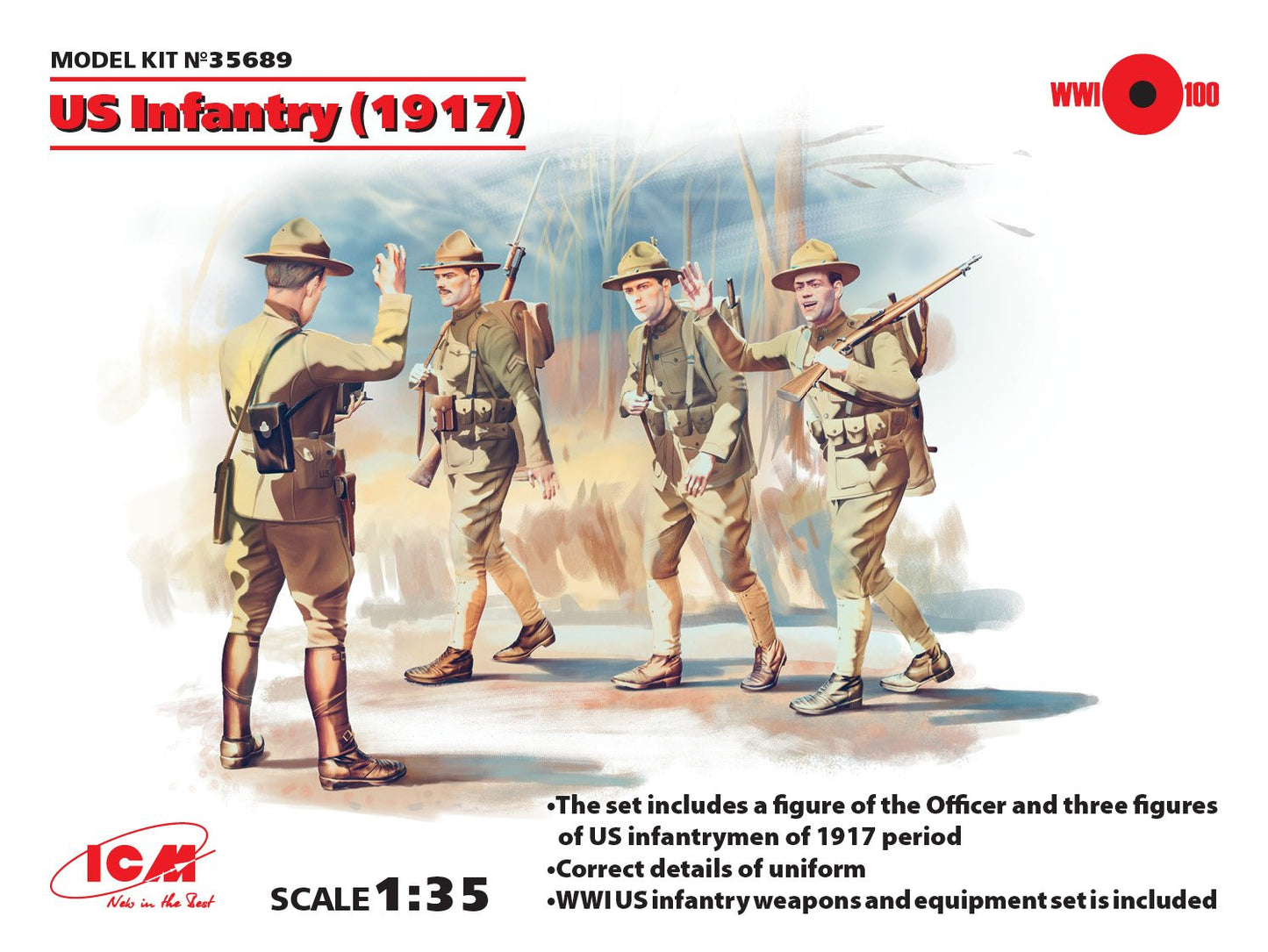 ICM - WW1 US infantry, 1917, 4 figs 1:35
