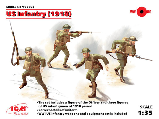 ICM - US Infantry 1918 4 Figures 1:35
