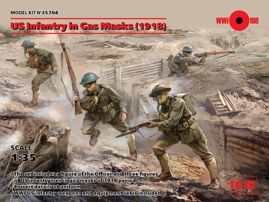 ICM - US Infantry in Gas Masks 4 1:35