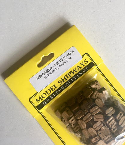 Model Expo - 1/4" (7mm) Walnut Single Sheave Block 150 pcs