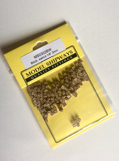 Model Expo - 1/8" (3mm) Walnut Single Sheave Block 150 pcs