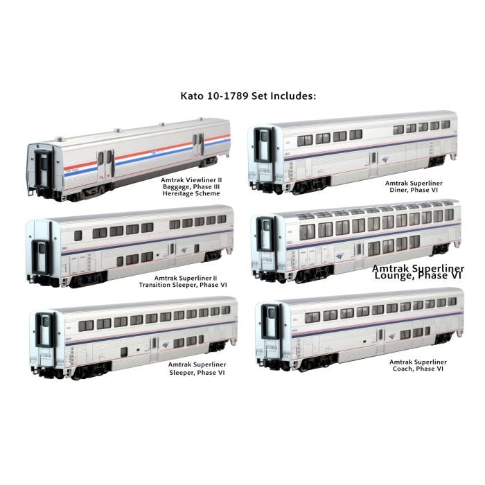 Kato - N Amtrak Superliner 6-unit Book Case Set