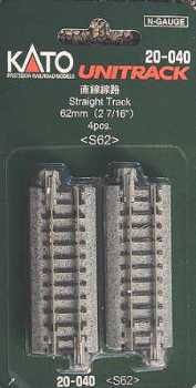 Kato - N 62mm Straight Track 4pk
