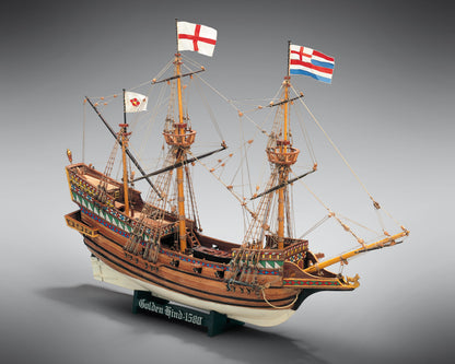 Dusek-Mamoli - Mamoli MV30 - Golden Hind- Wood Plank-On-Bulkhead Model Ship Kit - Scale: 1/53Length: 495 mm (20"), Height: 408mm (16")