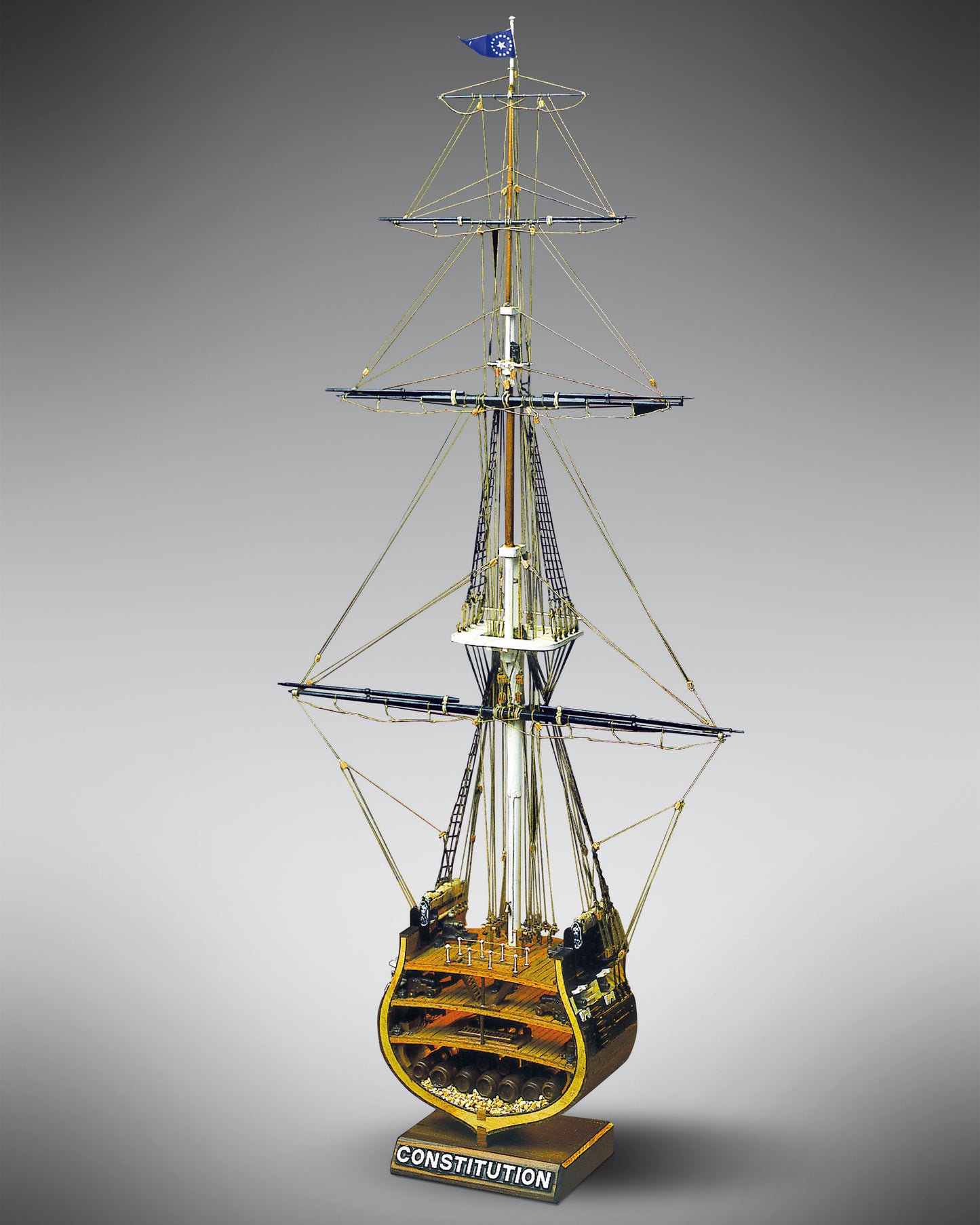 Dusek-Mamoli - Mamoli MV32 - USS Constitution Section - Wood Plank-On-Frame Model Ship Kit - Scale: 1/93 Width: 320 mm (13"), Height: 667mm (26")