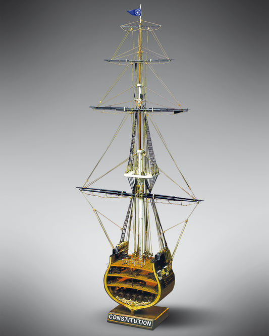 Dusek-Mamoli - Mamoli MV32 - USS Constitution Section - Wood Plank-On-Frame Model Ship Kit - Scale: 1/93 Width: 320 mm (13"), Height: 667mm (26")