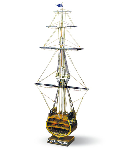 Dusek-Mamoli - Mamoli MV32 - USS Constitution Section - Wood Plank-On-Frame Model Ship Kit - Scale: 1/93 Width: 320 mm (13"), Height: 667mm (26")