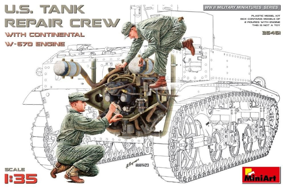 Mini Art - US Tank Repair Crew w/W670 Engine 1:35