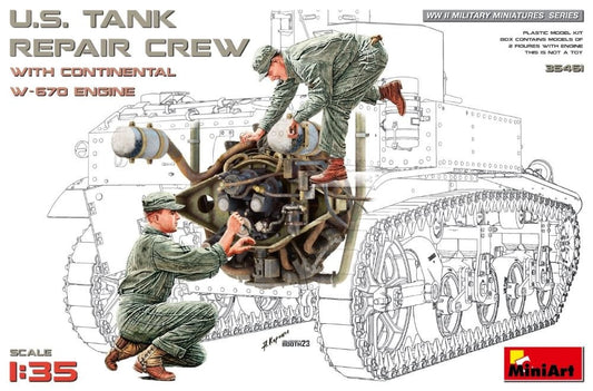 Mini Art - US Tank Repair Crew w/W670 Engine 1:35