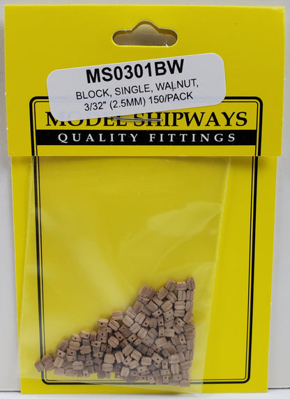 Model Expo - 3/32" (2.5mm) Walnut Single Sheave Block 150 pcs