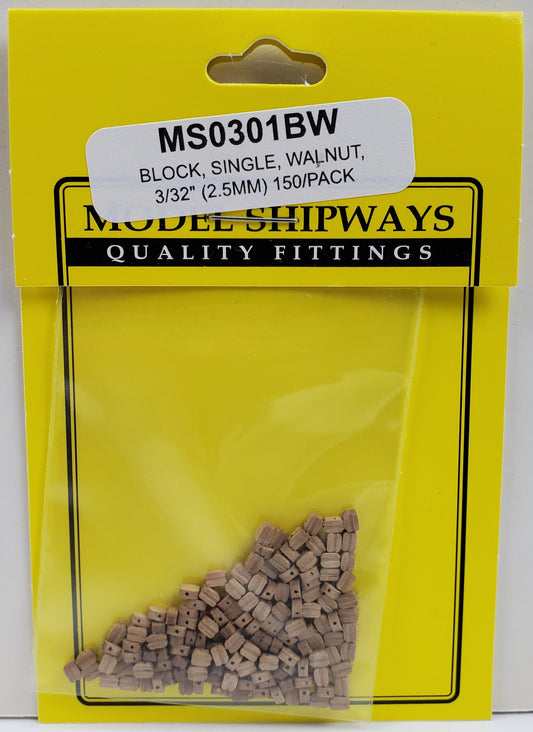 Model Expo - 3/32" (2.5mm) Walnut Single Sheave Block 150 pcs