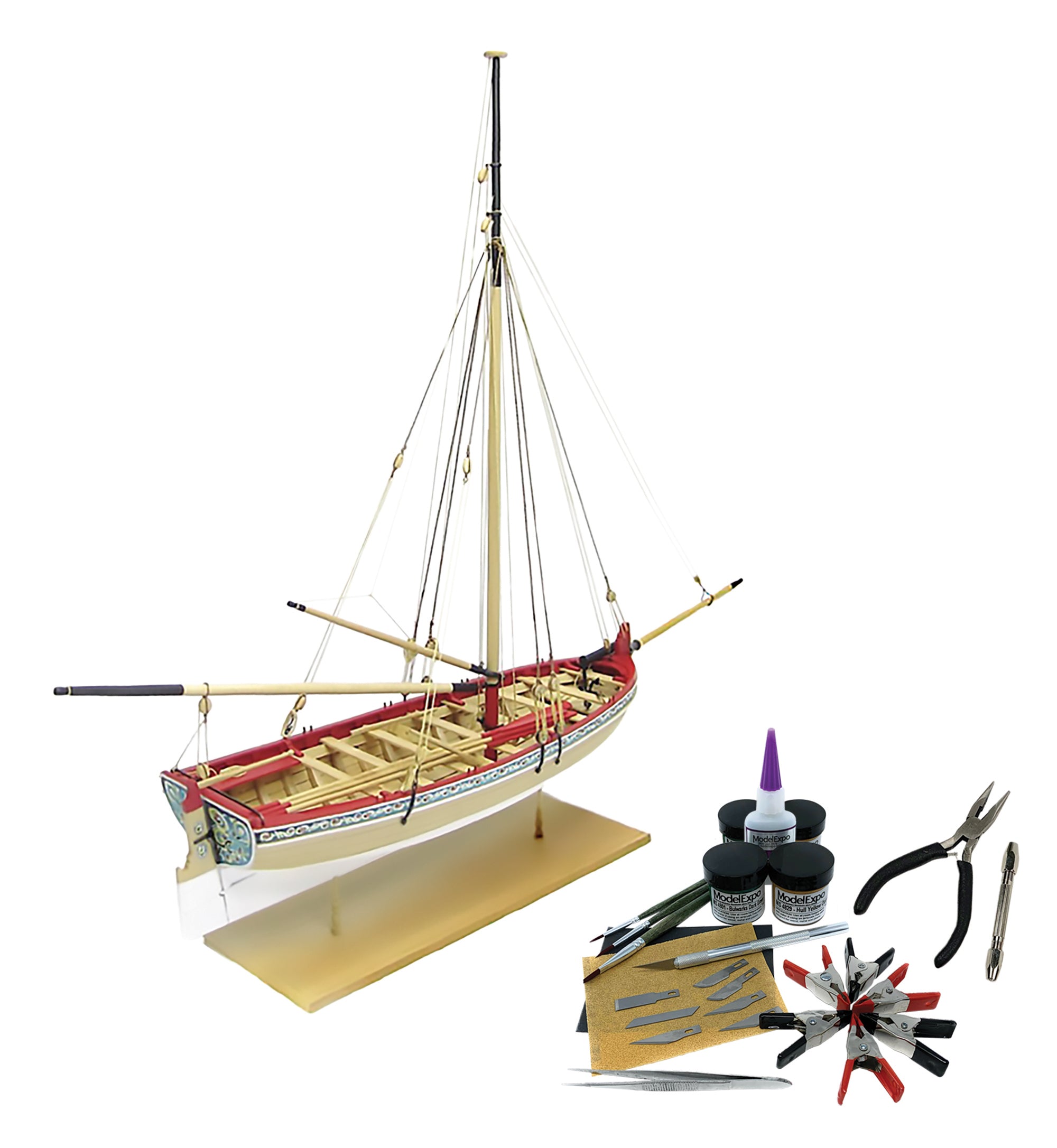 Model Shipways 18th Century Longboat Wooden Model Ship Kit & Tools