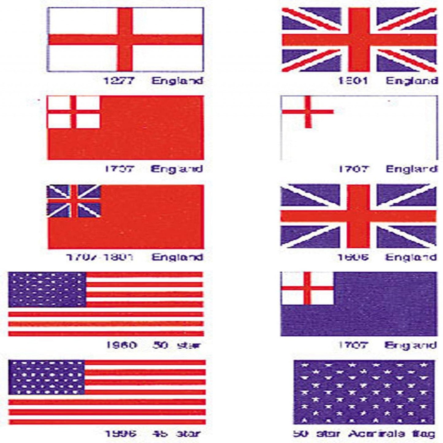 Model Shipways US & BRITISH FLAGS 1/2" x 3/4" CLOTH