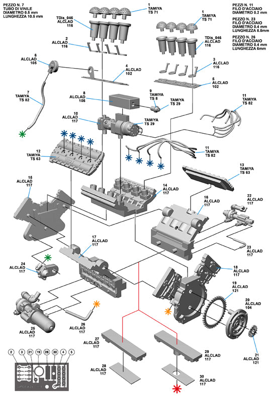 Tameo - 1967 - 1976 Ford Cosworth DFV F1 V8 Engine 1:43 Scale Kit