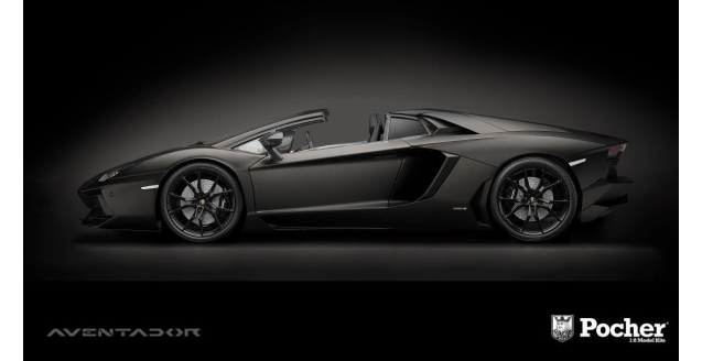Pocher Lamborghini Aventador LP 700-4 Roadster Nero Nemesis Matte Black 1:8 Die-cast Metal Kit