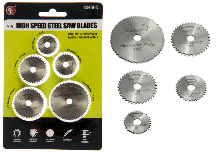 Sona 5-Piece High Speed Steel Rotary Saw Blade Set