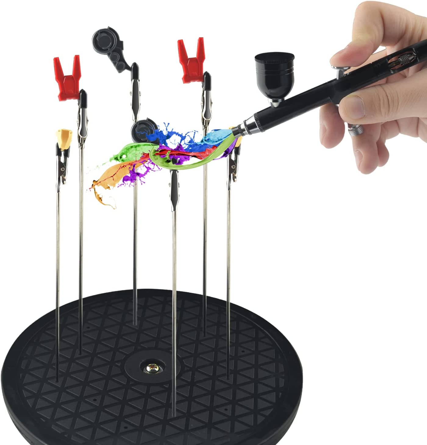 Turntable for painting with alligator clips