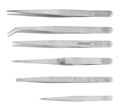 Model Expo - Tools - 6 Pc. Stainless Steel Tweezer Set