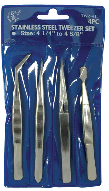 Sona 4-Piece Hobby Tweezer Set, Length 4-5/8" & 4-1-4"